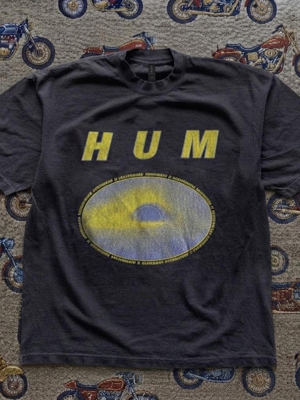 Gildan Black Short-Sleeve HUM Logo Tee with Yellow Graphic